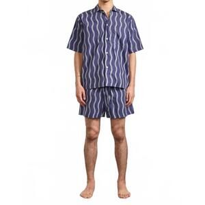 NEW FRESCOBAL CARIOCA lucas cotton pajama short in midnight blue